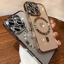 Fashion Electroplated Color Frame Magnetic Phone Case For IPhone 17/16/15/14/13/12/11 Pro/Pro Max/Air/Plus | Ultra-Thin & Shockproof With Crystal Clear Back, Built-In Lens Protection & Wireless Charging - 紫色 - 查看 4