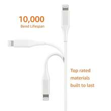 Cable USB A a Lightning de ABS, Certificado MFi para Apple, Vida Útil 10,000 Flexiones, Color Blanco, 6 Pies - 1 paquete - Ver 4