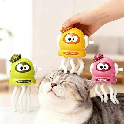 PETSIN Đồ chơi hình mực dễ thương cho mèo, 2 chế độ chuyển động: mát-xa hoặc chơi đùa, không cần pin, phù hợp cho mèo chơi trong nhà và ngoài trời, giúp giảm bớt sự nhàm chán.