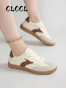 2026新款女士平底休闲运动鞋 - 卡其色 - 查看 4