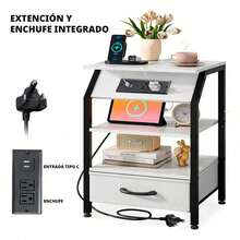 Buró De Noche Con Enchufe Buros Recamaras Buros Con Cajones - Blanco - Ver 6