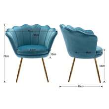 WAHSON OFFICE CHAIRS 1PC Wahson Velvet Armchair Armchair With Gold Legs, Comfortable Bedroom Armchair Relax Chair For Living Room/Bedroom - 藍色 - 查看 4