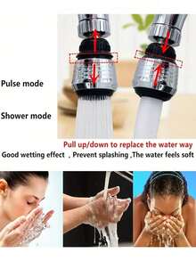 1pc/Set (M Size) 360° Rotating Faucet Extender, Water-Saving Device, Stainless Steel Anti-Splash Nozzle, Booster, 2 Water Flow Modes, Suitable For Bathroom, Toilet, Kitchen, Sink, Washbasin, Kitchen Gadget/Household Item/Kitchen Accessory/Bathroom Accessory