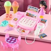 Kids Toy Supermarket Playset With Scanner, Pretend Play Credit Card Payment, Simulation Shopping Scene, Suitable For Children 3+ Years Old (Batteries Not Included) - Pink - View 2
