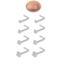 8 件/套 1.5/2/2.5/3mm 锆石鼻钉 金银色不锈钢螺丝鼻钉 女士女孩身体穿刺饰品礼品 20G - nose studs - 查看 6