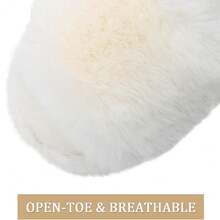 Rosoz Women's Soft Pl 11ush Fuzzy Slippers Memory Foam Anti-Skidsssss Sole House Bedroom Shoes Indoor Outdoor Open Toe FSandssals,Beige78Women56Men - Beige78Women56Men - 查看 7