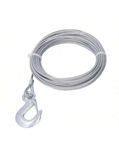 EstiloTendenciaCuerda De Alambre Para Cabrestante, Cable De 4 Mm X 12 M, Resistencia De 2000 Libras, Acero Inoxidable Con Gancho, Tope, Funda Protectora, Dedal, Ajuste Universal Para VehíCulosCalidad PremiumVersióN Mejorada