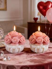 Wiederverwendbare Rosenblüten-förmige Silikonform, zum Selbermachen von Kerzen, Heimdekoration, Bastelhobbys, Geschenke, Kerzenzubehör - Weiss - Übersicht 3