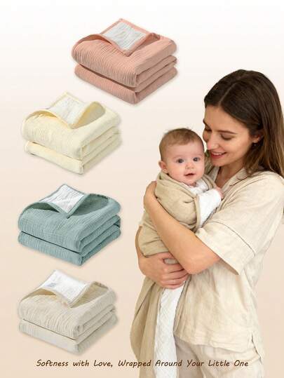 1pc Baby Soft & Skin-Friendly Crinkle Blanket, Essential Daily Item, Gift, Spring/Summer
