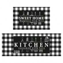 2pcs Set Vintage Bohemian Style Kitchen Floor Mats, Soft Cushion Mats, Anti-Fatigue Kitchen Rugs, Non-Slip Waterproof Kitchen Mats, Ergonomic Comfort Standing Mats For Kitchen, Home, Bathroom, Office - Multicolor - View 3