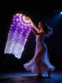 Purple & White LED Flashing Colorful Light-Up Hand Fan, Stage Performance, Birthday Party, Wedding, Nightclub Glow Prop - Purple White - View 6