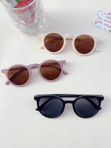 3pcs/Set Kids Unisex Classic Asymmetrical Round Fashion Glasses - Multicolor - View 4