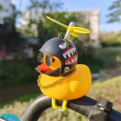 1 pieza Campana de bicicleta con pato amarillo y hélice - Adorable bocina de pato de goma para automóvil, accesorio de bicicleta y decoración de tablero de automóvil, regalo original para amantes de los patos