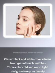 (1-Pack)   Car Visor LED Vanity Mirror With 3 Modes, Rechargeable Touchscreen Makeup Mirror With Dimming Function, Anti-Glare Rearview Mirror For Sun Protection & Travel - 粉色 - 查看 8