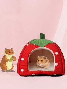 PETSIN 1 件套小动物专用床,藏身温暖羊毛抱杯,可洗冬季睡眠屋,适合小宠物/雪貂/龙猫/刺猬(草莓风格),S 码,有多种颜色可供选择。 - 彩色 - 查看 6