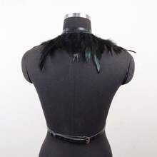 1 PC Carnival Costume/Showgirl Outfit/ Stage Show Costume/ Rave Outfit/ Las Vegas Showgirl Costume Carnival Faux Feather Shawl Cape For Party Masquerade - Blue - View 5