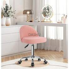 sillas de cambiador de terciopelo con altura ajustable con parte trasera para recámara,  Taburete giratorio de oficina, hogar, maquillaje, dibujo cosmético (rosa) - por defecto - Ver 1