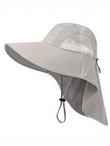 1pc Waterproof Quick Dry Wide Brim Sun Hat, Men's Breathable Hiking Sun Protection Neck Flap Fishing Cap For Summer - Multicolor - View 21