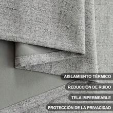 NANWEI Lino Cortinas Blackout con Aislamiento Térmico 100% Blackout y Ojal Superior Cortina para Recámara y Ventana de Sala Capa Trasera de Revestimiento Gris 2 Paneles 106.6 x 160 cm Gris - Gris - Ver 5