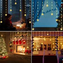 Bộ 1 đèn rèm sao Ramadan - 120 đèn LED, nguồn USB, trang trí cửa sổ và phòng ngủ cho lễ Eid, đám cưới, tiệc tùng và trang trí nhà cửa. - Nhiều màu - Xem 7