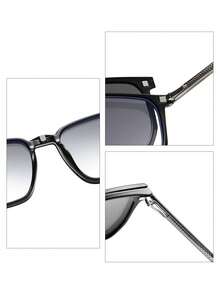 三合一磁吸眼镜套装，方形大框，时尚百搭，适合办公和阅读，黑色 - A - 查看 7