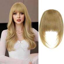 合成空气刘海接发片，夹式短刘海假发，隐形自然刘海，适合女性日常佩戴 - 彩色 - 查看 14