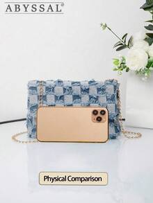 Spring 2026 Women's Tie Dye Denim Crossbody Bag -Inspired Quilted Chain Bag For Travel & Date,High Quality Spring Denim Shoulder Bag Unique Tie Dye Small Square Bag Perfect For Gift & Holiday,Shoulder Bag Ideal Gift For Her & Daily Use,Viral  Style Bag! Quilted Zebra Tie-Dye Denim Crossbody Bag For Women, Multiway Chain Strap Shoulder Purse | Y2K Must-Have,Unique Design Tie Dye Denim Underarm Bag High Quality Chain Shoulder Bag Versatile For Jeans & Dresses,Valentine's Day,[US Local Warehouse] - 彩色 - 查看 5