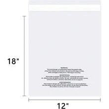 Bolsas de polietileno transparentes autosellables de 12 x 18 pulgadas 200 unidades con advertencia de asfixia para embalaje envío ropa camisas y Logística de  - calcomanía - 200 unidades - Ver 2