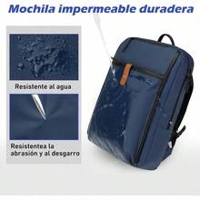 mochila para hombre de 15.6 pulgadas, impermeable, para computadora portátil, gran capacidad delgada y ligera, para ocio y viajes - Azul - Ver 4