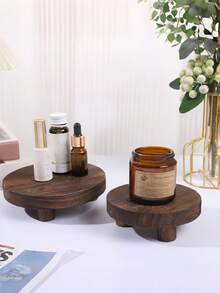 1 pièce/set Plateau rond en bois, support de bougie en bois multifonction, plateau à fruits de cuisine, plateau de rangement pour salle de bain - 1 pièces - Voir 7