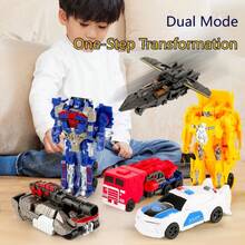 1pc Upgraded Children's Transforming Robot Car Model - One-Button Transformation - Non-Alloy Version Movable Toy For Boys - [Boy's Gift/Children's Birthday Surprise/Creative Educational Toy] Cool Transforming Model - Perfect Gift - Multicolor - View 2