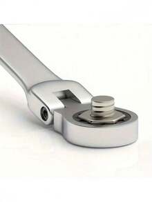 Adjustable Head Ratchet Wrench, 72-Tooth Chrome-Plated Vanadium Steel Flexible Elbow Wrench, Mirror Polished Labor-Saving Quick Tool For Auto Repair Bicycle Home Maintenance, Universal Wrench For Mechanics & DIY Enthusiasts - Silver - View 4