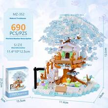 690pcs House Building Blocks - Forest Tree House Construction Blocks - Creative Handmade Street Scene House Toy - [Educational Assembly/Romantic Valentine's Gift/Forest Theme Gift/Family Interaction] Large Particle Assembling Model - Perfect Gift - Multicolor - View 11