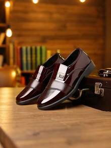 2026 New Men's Shoes, Pointed Toe, Waterproof, Slip-On, Fashionable Plus Size Loafers, Business & Office Style - Brown - View 5