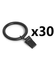 40个黑色窗帘环带夹子，窗帘挂钩和环，用于悬挂窗帘、蝴蝶结，窗帘环内径约1.3英寸，适用于直径最大1英寸的窗帘杆，生日和毕业礼物 - 白色 - 查看 15