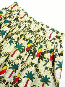 时尚非洲风情安卡拉蜡染印花长裙，女士款 - 綠色 - 查看 5