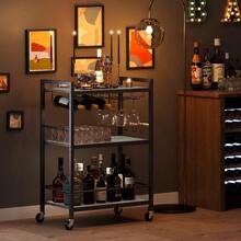 Bar Cart - Serving Cart For Home - Microwave Cart, Drink Cart, Mobile Kitchen Shelf With Wine Rack And Glass Holder, Rolling Beverage Cart BC01BG030 - Hy Lạp - Xem 4