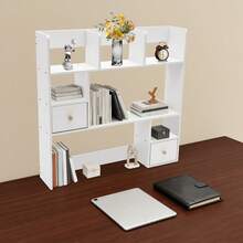 Wood Desk Organizer With File Organizer For Office Supplies Storage & Desk Accessories. Perfect Decor Combo For Desk Organization, Home Office And More(Pine Color/White) - White - View 7