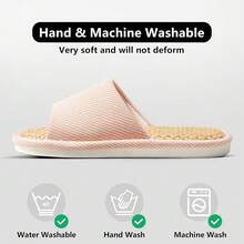 Women And Men House Fabric Slippers Indoor And Outdoor, Non-Slip Memory Foam Open-Toe Home Shoes, Soft Bottom Linen Unisex Washable Cotton Casual,13-14Women/11-12Men,NavyBlue - NavyBlue - View 4