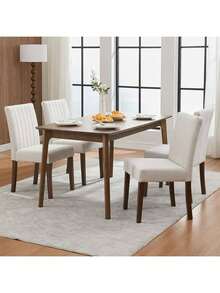 Set de silla de comedor tapiceada, 2 piezas asiento de comedor básico moderno, con piernas de madera resistentes, silla de comedor con cojín, sillas de cocina, para el comedor Restaurante Cocina - Beis - Ver 6