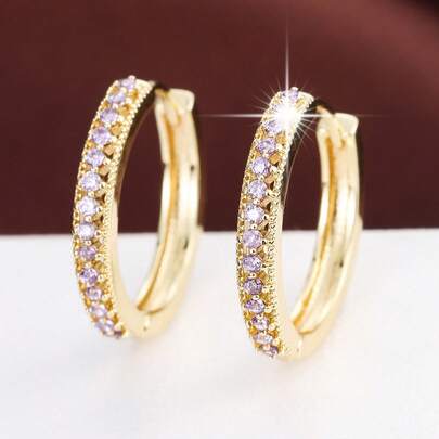 1 Pair Fashion Single Row Cubic Zirconia Stud Earrings For Women
