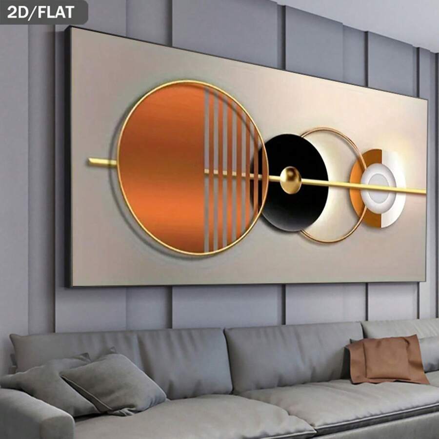1 Pc Canvas Painting, Abstract Geometric Artworks , Wooden Framed Art,High Quality ,Thickness 2. 25cm/1in Thick Wall Art Printed Poster, Cuadros,Directly Hung For Family Gifts, Living Room Decoration, Bathroom Decoration, Bedroom Decoration, Kitchen Decoration, Bar Decoration, Office Decoration. Halloween, Christmas And Valentine's Day Gifts, 2D Flat - 彩色 - 查看 1