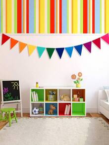 3pcs Vibrant Rainbow Flag Garland - Multicolor Felt Fabric Flags, Ideal For Birthday Party, Wedding, Graduation, Celebration, Event Decoration | Fun Design | Felt Fabric Bunting, Rainbow Party Decor, Multicolor Triangle Flag String, Birthday Party Holiday Decoration (Rainbow Colors), Family Gathering - Multicolor - View 3