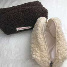 1个大容量毛绒化妆包，可爱迷你文具袋，化妆包，旅行必备 - 彩色 - 查看 8