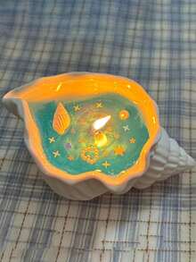 1pc - Ocean Style Seashell Scented Candle, Handmade Jelly Candle, Creative Gift Decor, Island Culture Souvenir, Creative Seashell Shaped Scented Candle, Jelly Candle Seashell Souvenir, Fragrance Home Bedroom Decor, Starfish & Seashell Candle - Multicolor - View 7