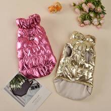 秋冬季宠物服装反光金箔高领狗外套，保暖舒适的贵宾犬背心，防水加绒内衬，高端宠物外套 - 彩色 - 查看 8