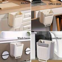 1/2个壁挂式、无需钻孔、可折叠垃圾桶，厨房，节省空间设计，适用于厨房橱柜门、浴室盥洗柜、阳台储物柜和办公工作站。