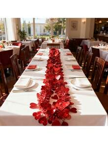 2 Stück/200m rote herzförmige Blumengirlande Ranken, geeignet für drinnen und Outdoor, DIY Kranz Dekoration, Garten Dekoration, Tischmitte, Hochzeit, Valentinstag, Party, Hängedekoration, Eventplanung