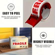 YITAPE 1 Roll High Adhesive Fragile Item Packing Tape With English Warning Text - 1.89 Inch X 165 Ft, Polyethylene Terephthalate, Ideal For Courier Boxes, Packaging And Shipping Supplies, Shipping Tape | Visible Packaging Tape | Flexible Packaging Tape - Multicolor - View 3