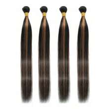 ZHENDEFA 高光发束 P1B30 直发真人发束 双色黑棕混色发束 1/3/4 束 1B30 直发束 真人发